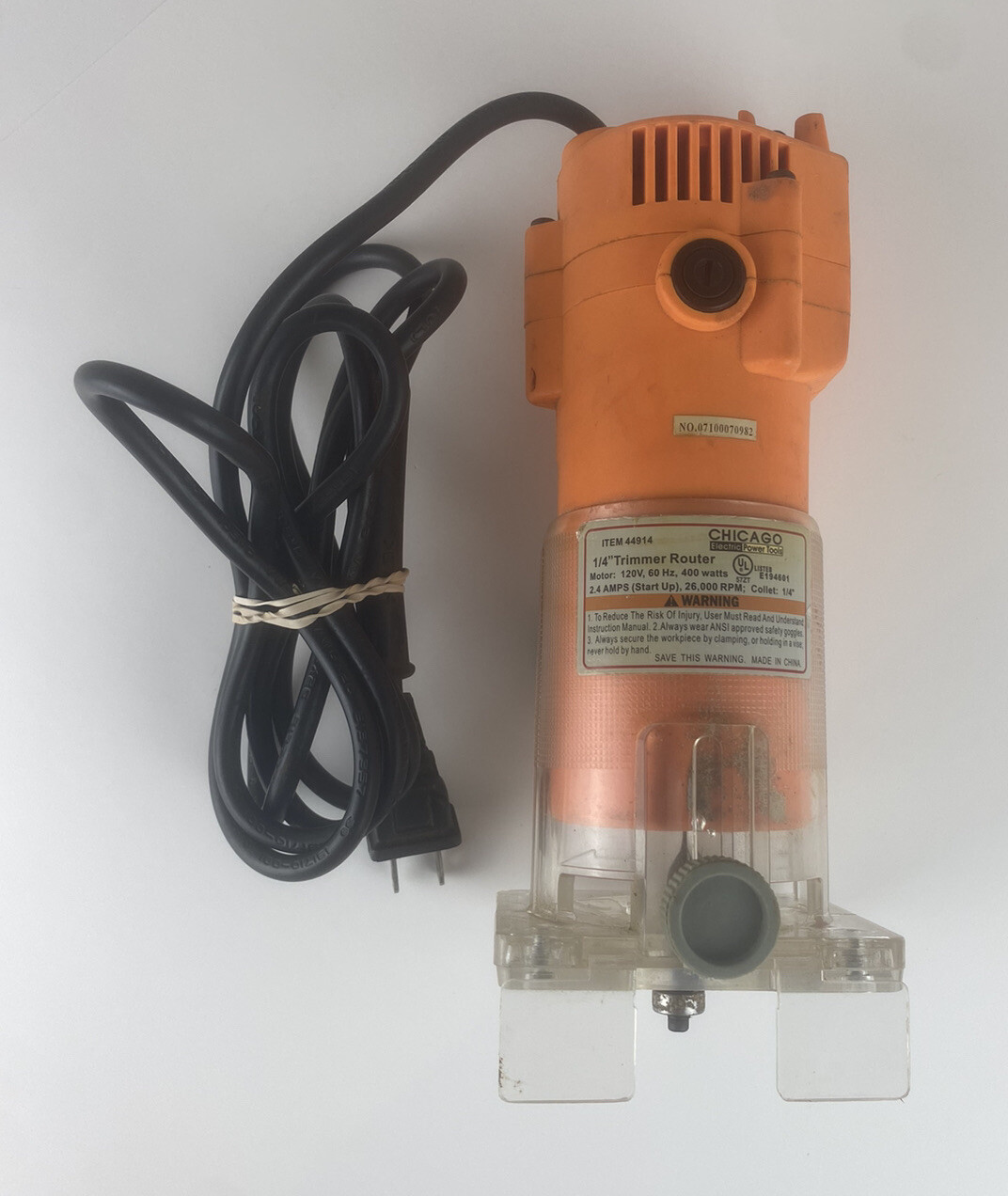 Chicago Electric Power Tools 1/4” Trimmer Router Tested Working