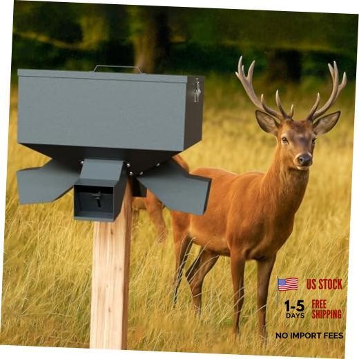 Portable 80LB Gravity Deer Feeder, Heavy Duty Metal Wildlife Feeder with 4