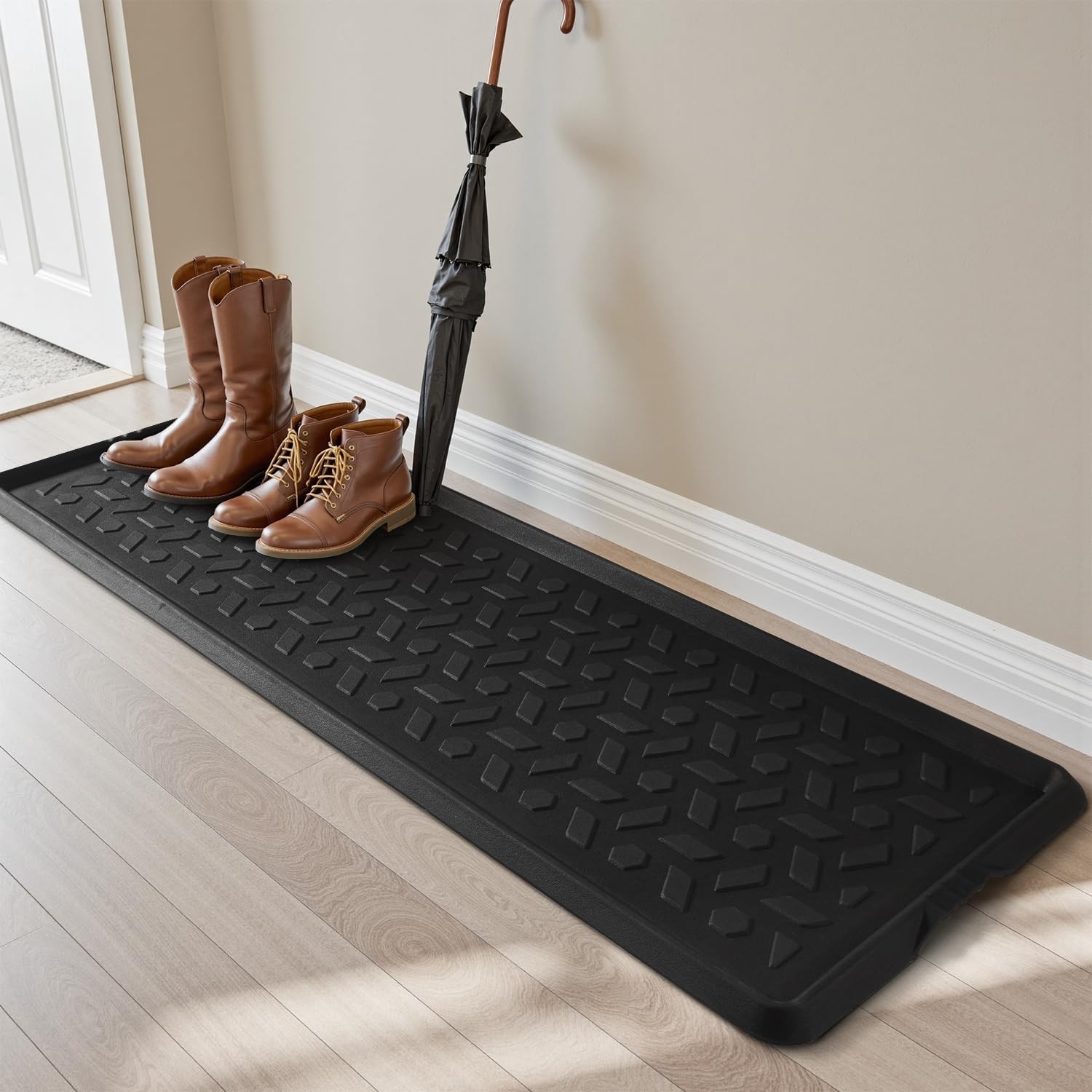 tchdio Durable Rubber Boot Tray and Shoe Mat for Entryway - Heavy Duty Waterp...
