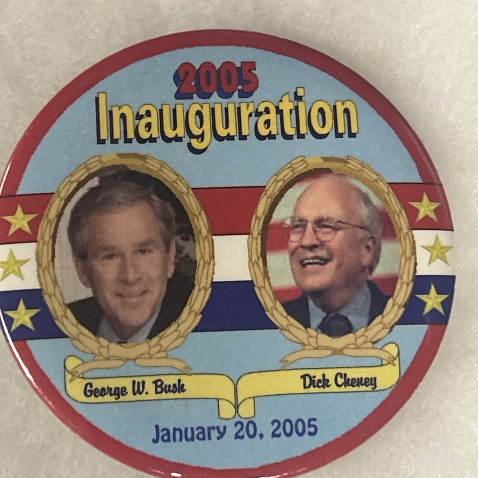 2005 Inauguration George W. Bush Dick Cheney   3” pinback button pin