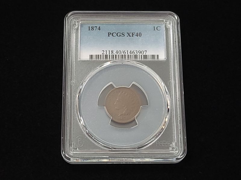 1874 Indian Head Cent PCGS Graded XF40 #61463907