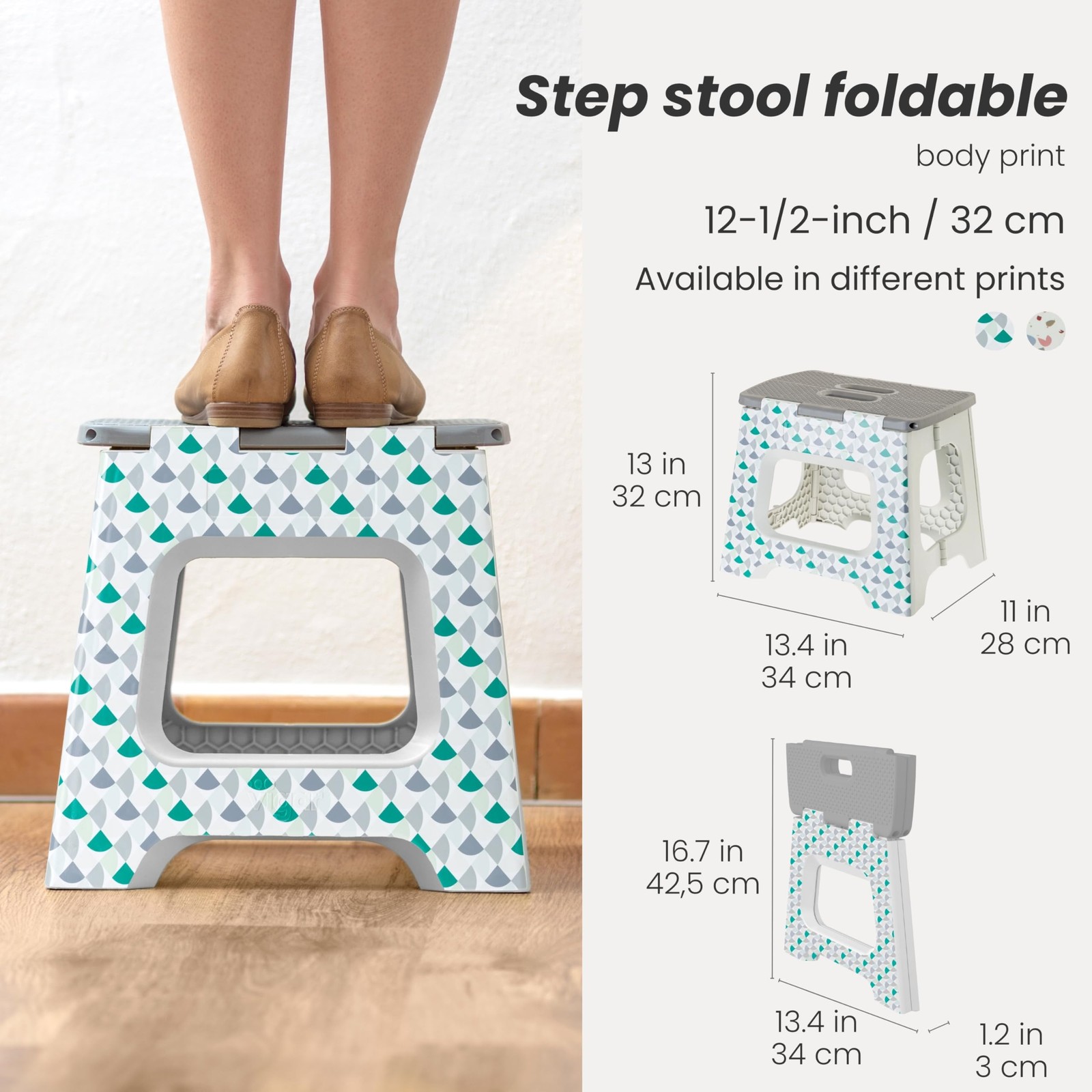 Compact Step Stool Foldable, 12-1/2-inch Step Stools for Adults up to 330 Pou...