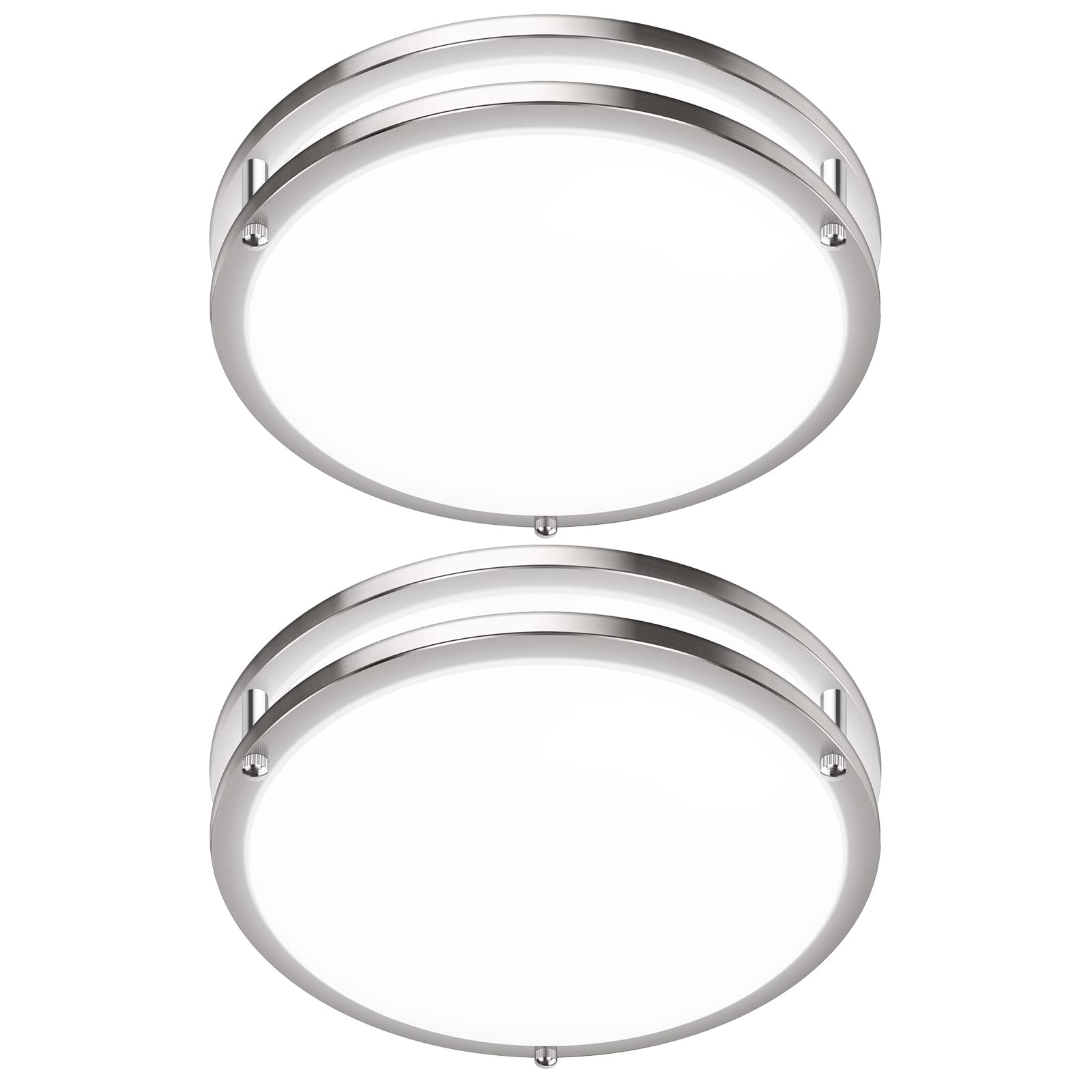 36W LED Ceiling Light Fixture, 12in Modern Flush 12 inch, Brushed Nickel-3CCT