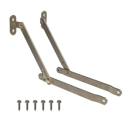 Heavy Duty Plated Lid Stay - One Pair - Lid Support Hinges for Antique Brass