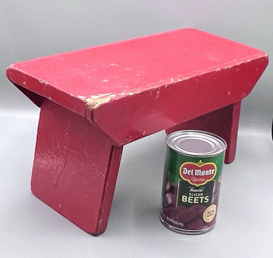 Vintage Painted Wooden Milking Step Foot Stool - 7” Tall / 14” x 6” Wide