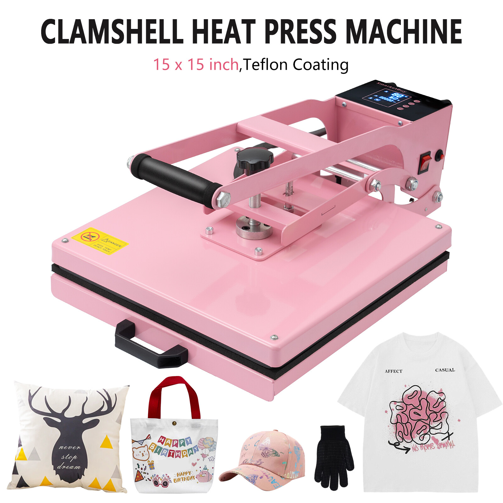 15"x15" Digital Clamshell T-shirt Heat Press Machine Transfer Sublimation Print