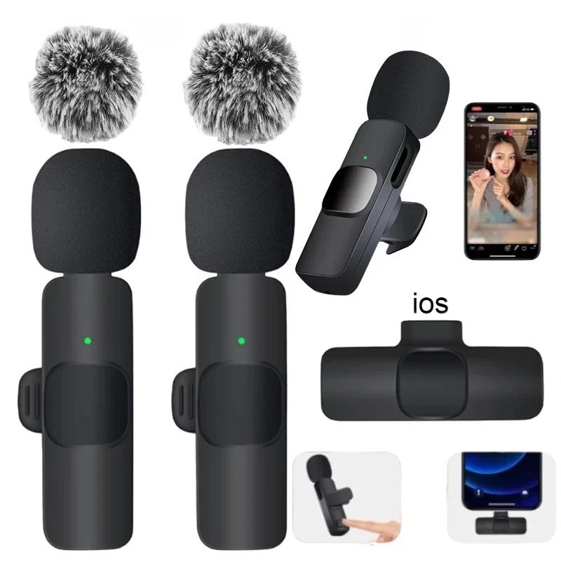 Wireless Lavalier Microphone Audio Recording Mini Replaceable Windproof Wool Mic