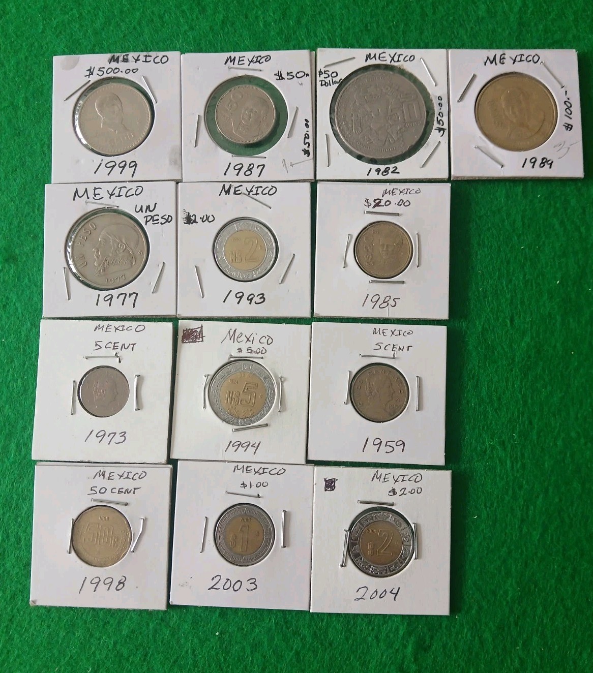 MEXICAN COIN LOT - of 13 Coins  1980s-2000s Excellent Coins .Combine Shipping
