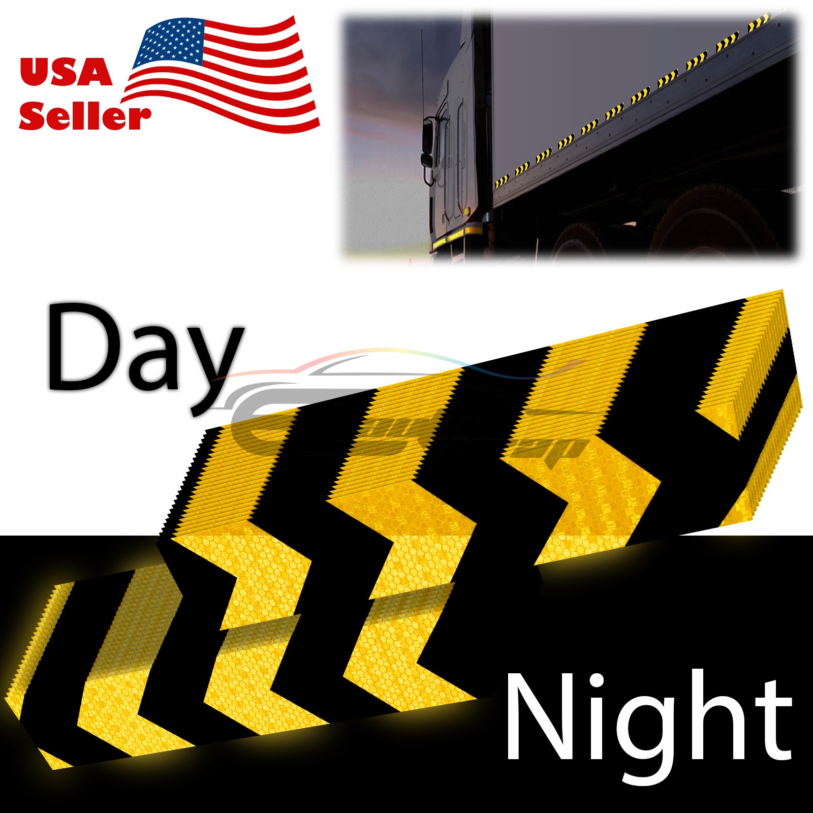 Black Golden Yellow DOT-C2 Conspicuity Arrow Reflective Tape Strip Safety Sign