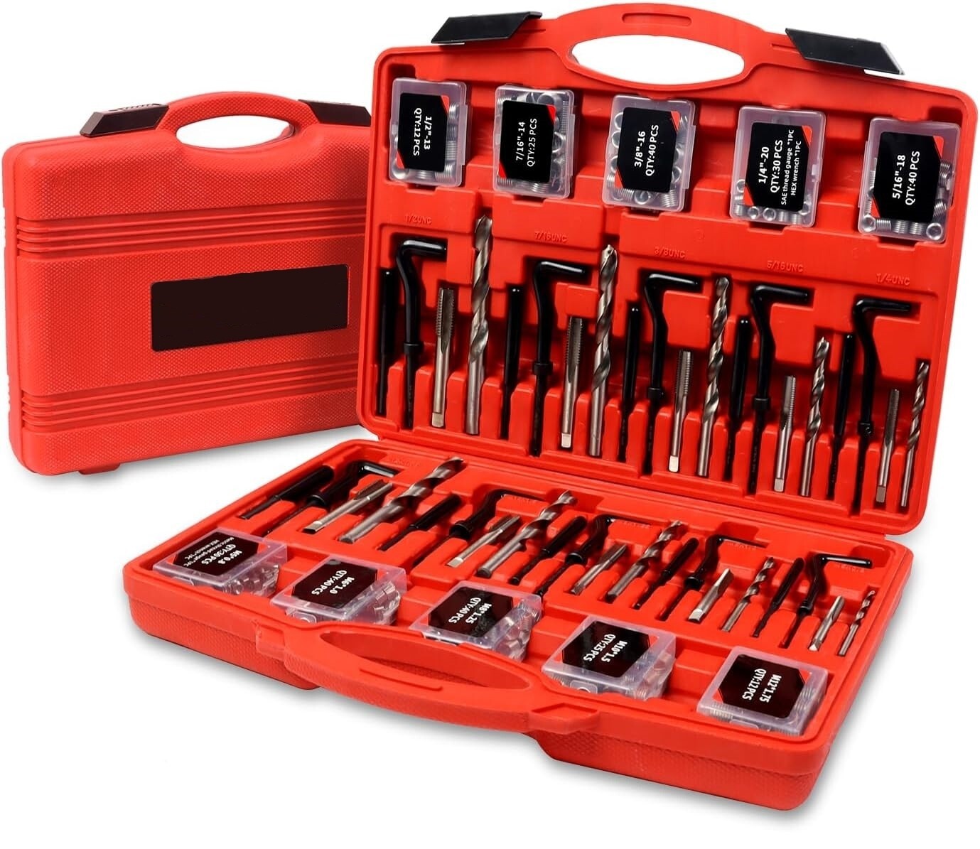 261PC Thread Repair Kit, SAE & Metric Helicoil Set (1/4" to 1/2", M5 to M12)