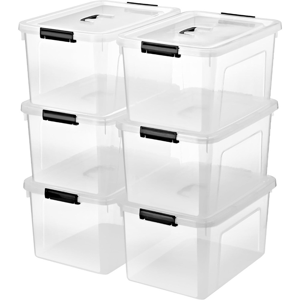 NEW.6 Quart Clear Storage Latch Box/Bins,6-Pack Plastic Container with Latches