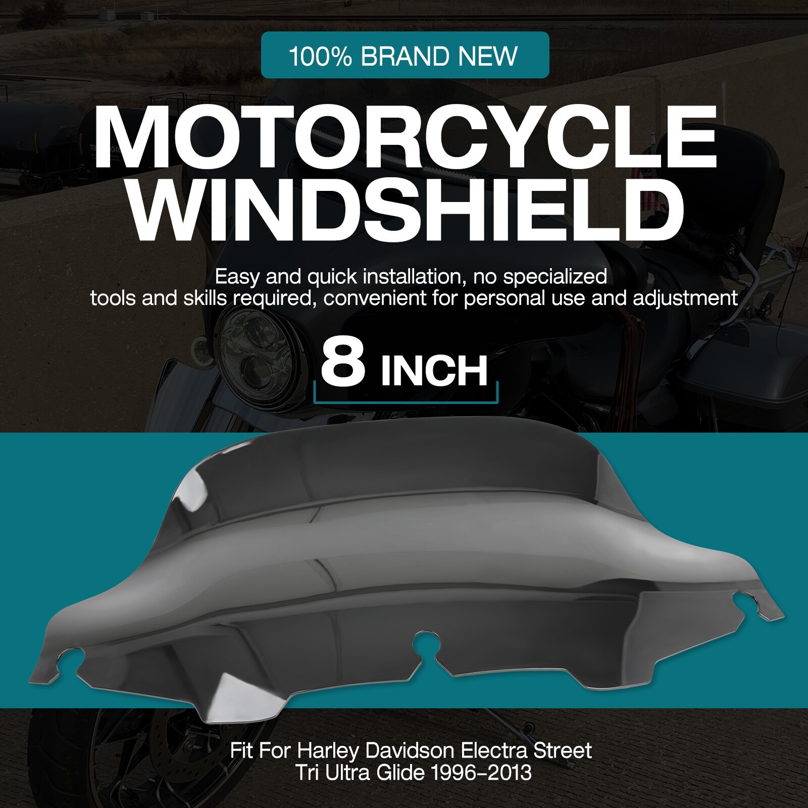 8" Windshield Windscreen For Harley Ultra Classic Electra Glide FLHTCU 1996~2013