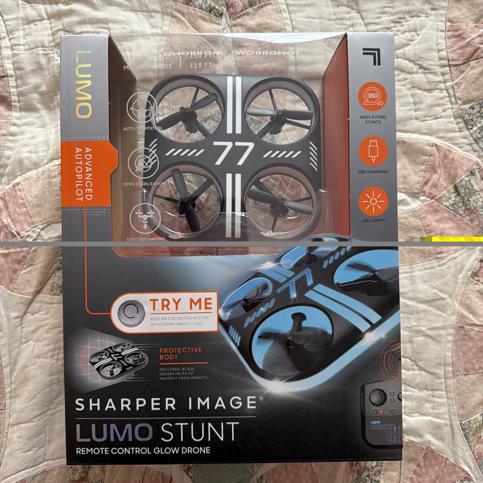 SHARPER IMAGE Lumo Stunt Remote Control LED Glow Drone - 2.4 GHz - New  T7