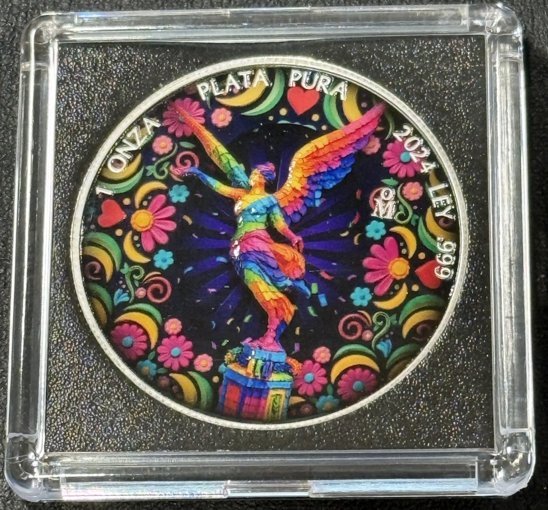 2024 1 Oz .9999 Silver Mexico Libertad Pinata Fiesta Limited Edition Color Coin!