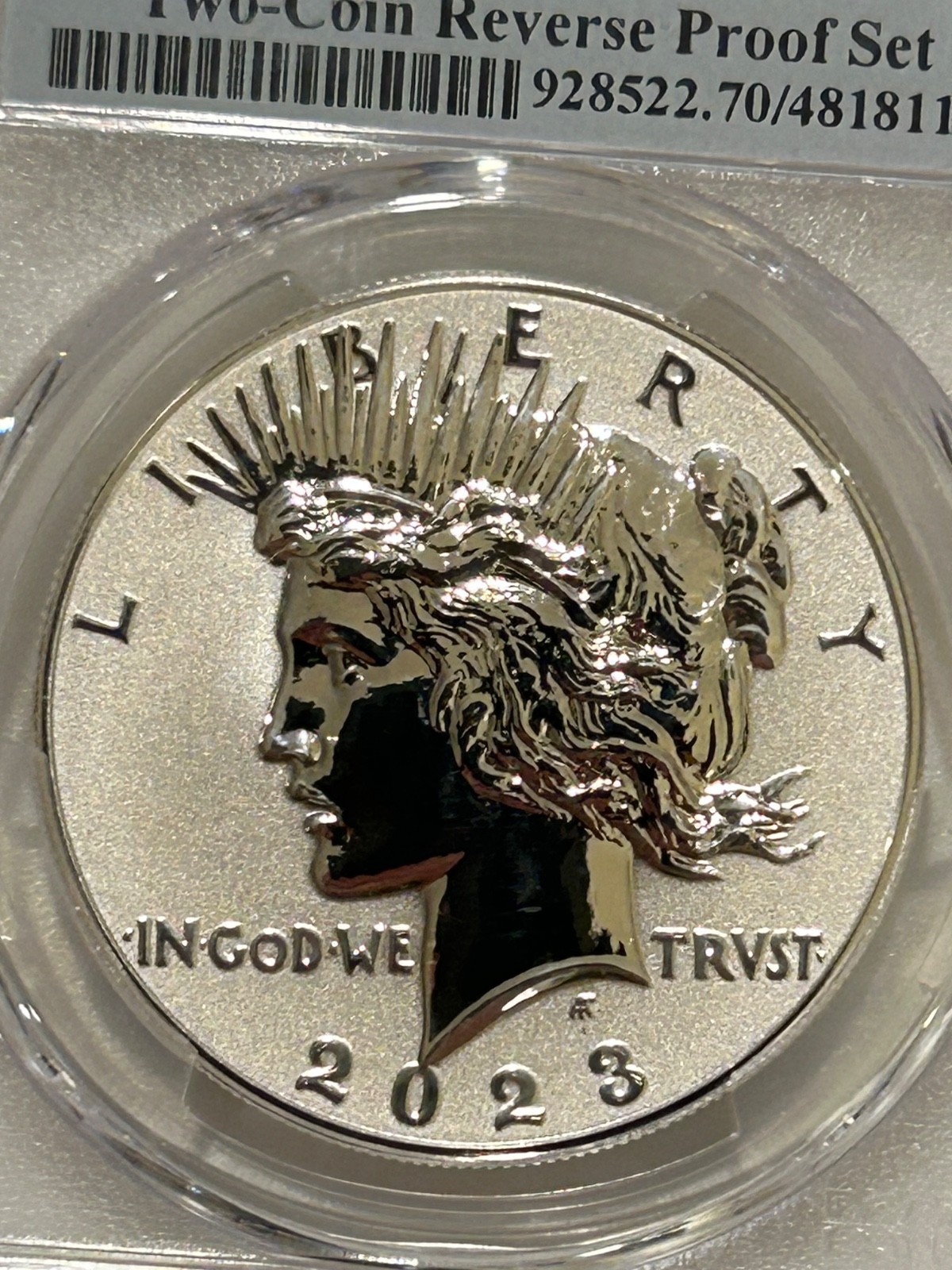 2023 S Peace Silver Dollar Reverse Proof PCGS PR70 FDOI/Flag Label