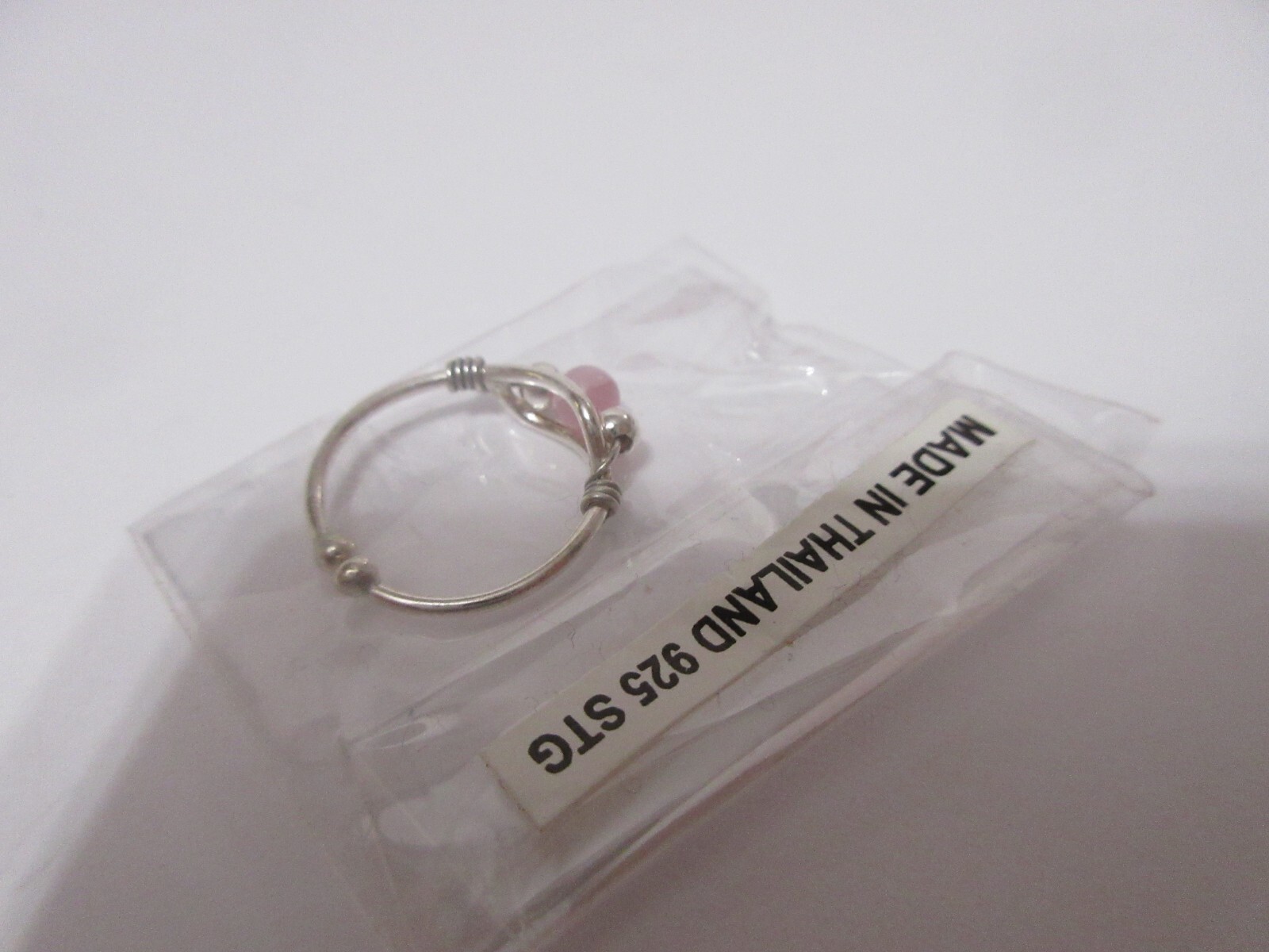 NEW 925 Sterling Silver Adjustable Round Pink Stone Toe Ring