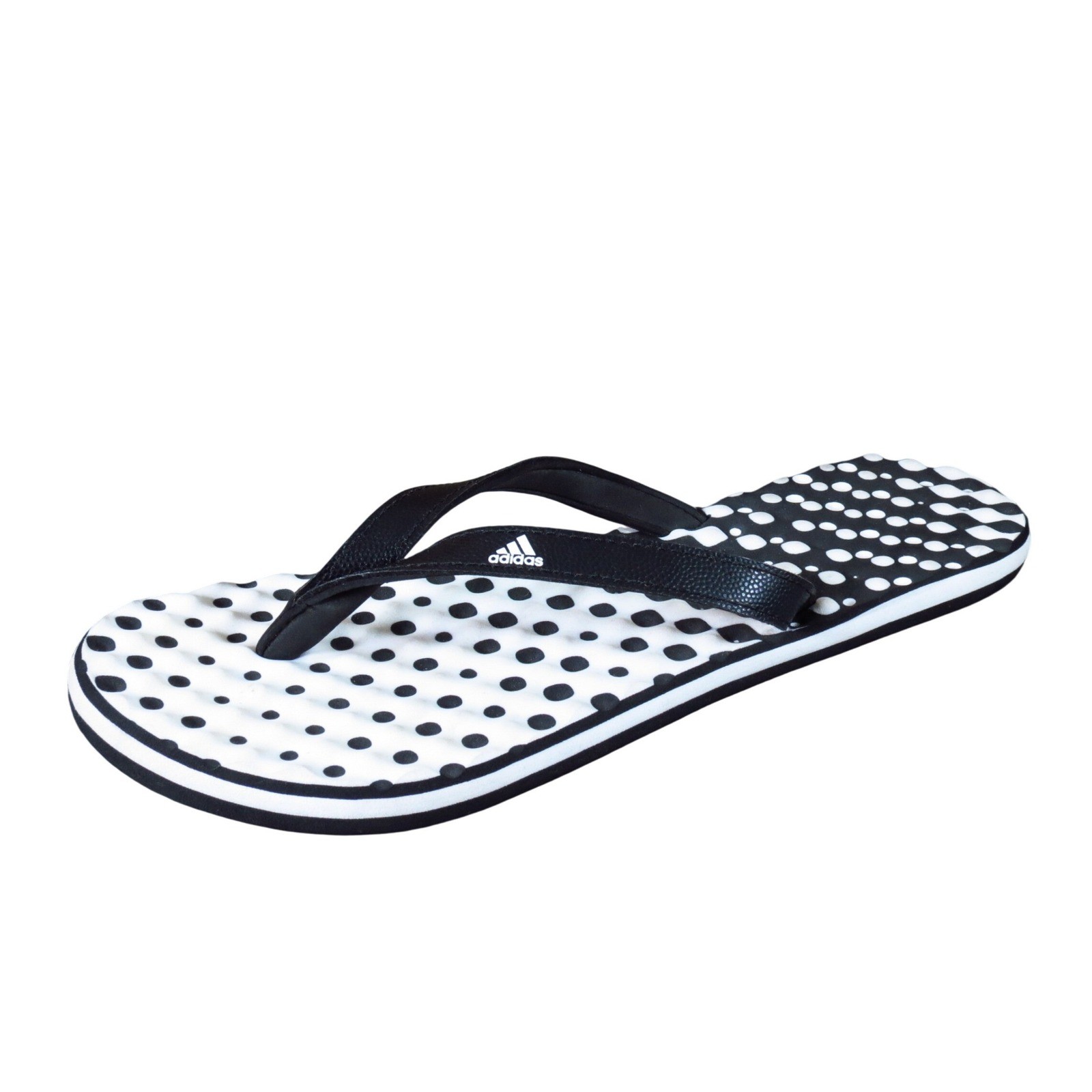 Adidas Eezay Dots Mens Flip Flop Sandals Size 7 Casual Beach Black White Polka