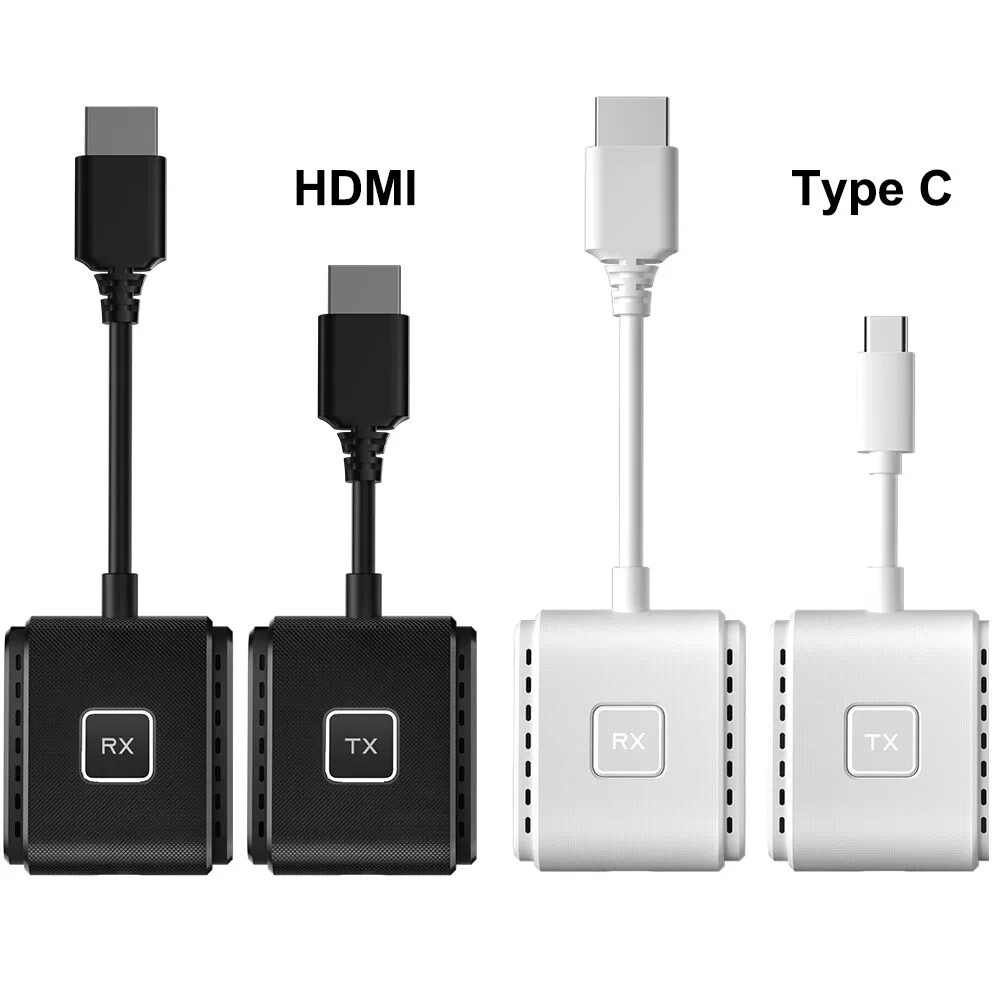 50M Type C Wireless HDMI Extender Audio Video Display Adapter Fr Laptop PC To TV