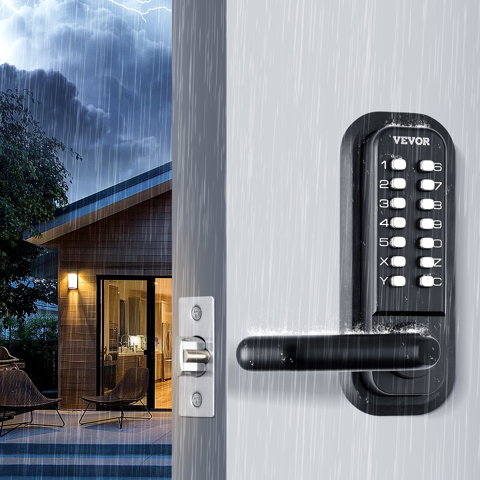 VEVOR Mechanical Keyless Entry Door Lock 14 Digit Keypad Double-sided Embedded