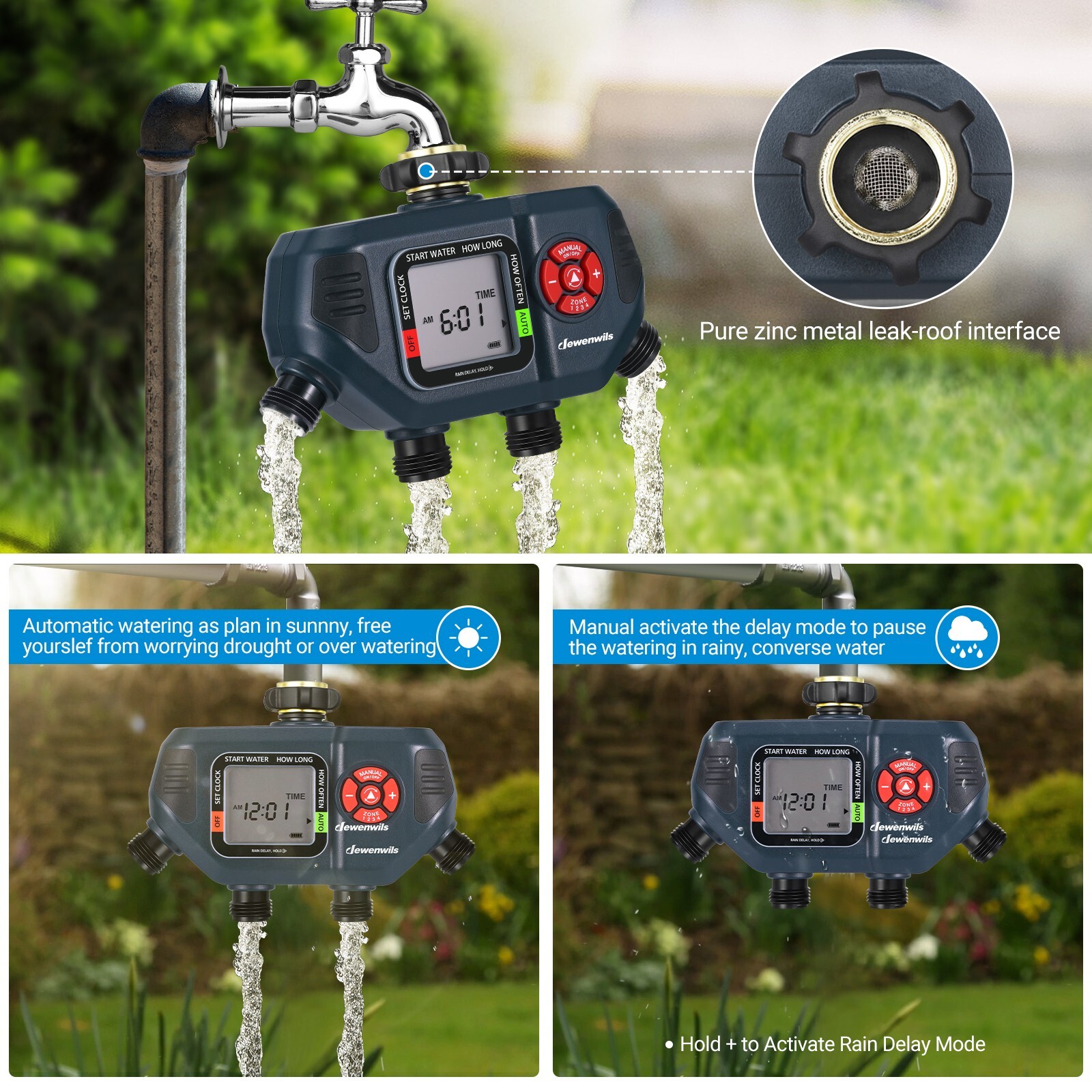 Programmable Water Hose Sprinkler Timer 4 Zone Garden Drip Irrigation Timer