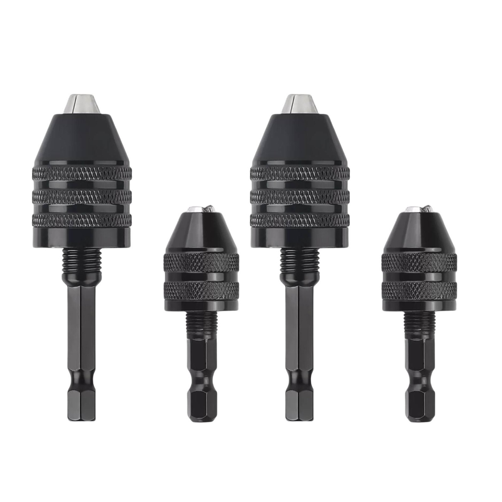 4Pcs 1/4"Hex Shank Keyless Drill Chuck Adapter Bit Quick Change Converter Driver
