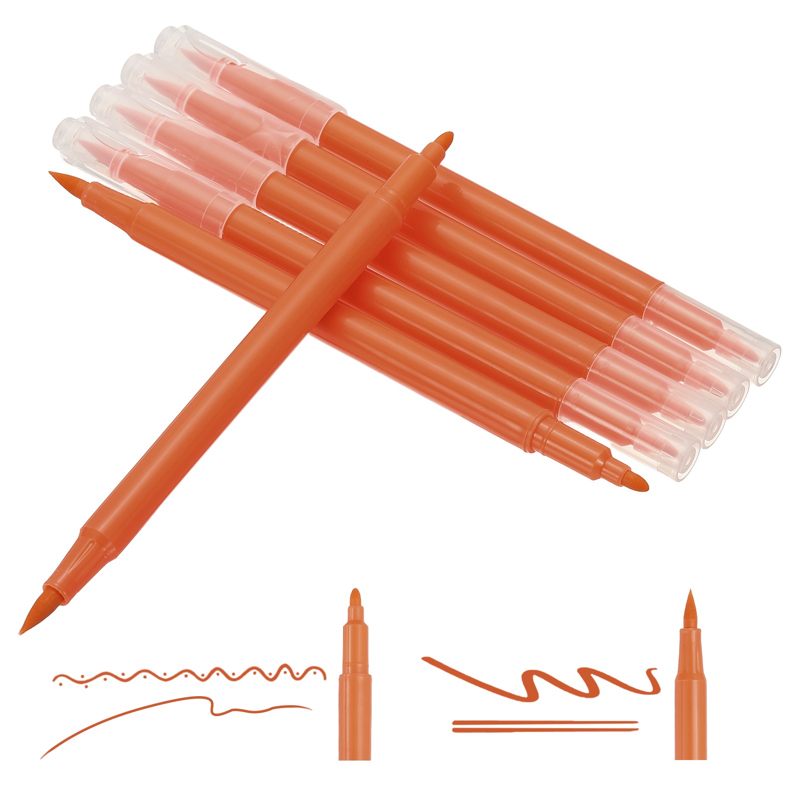 Dual Brush Markers, Light Red Fine and Brush Tip Pen for Coloring, 6 Pcs