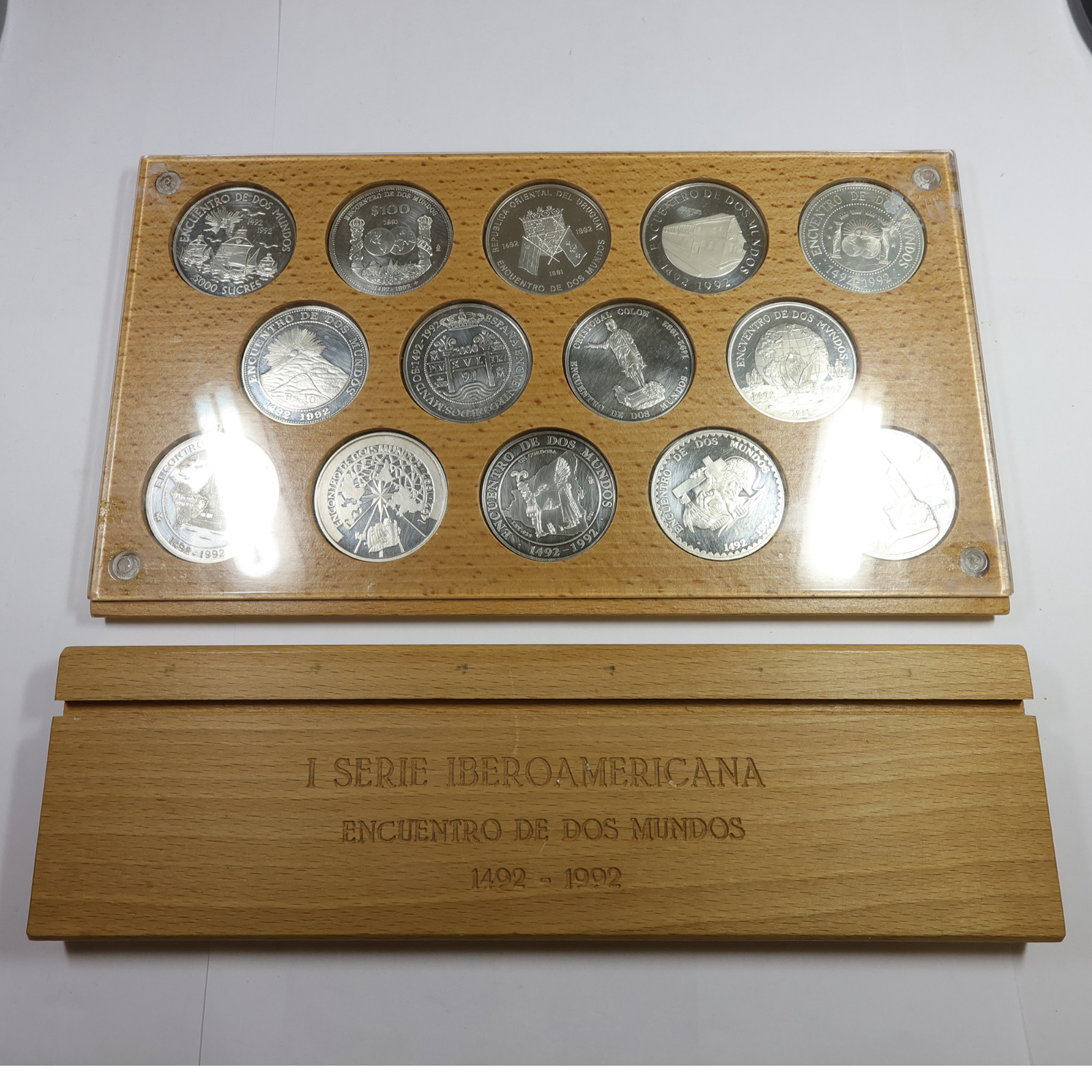 1991-1992 Silver Ibero-American 14 Coin Meeting of the 2 Worlds Set #58240N