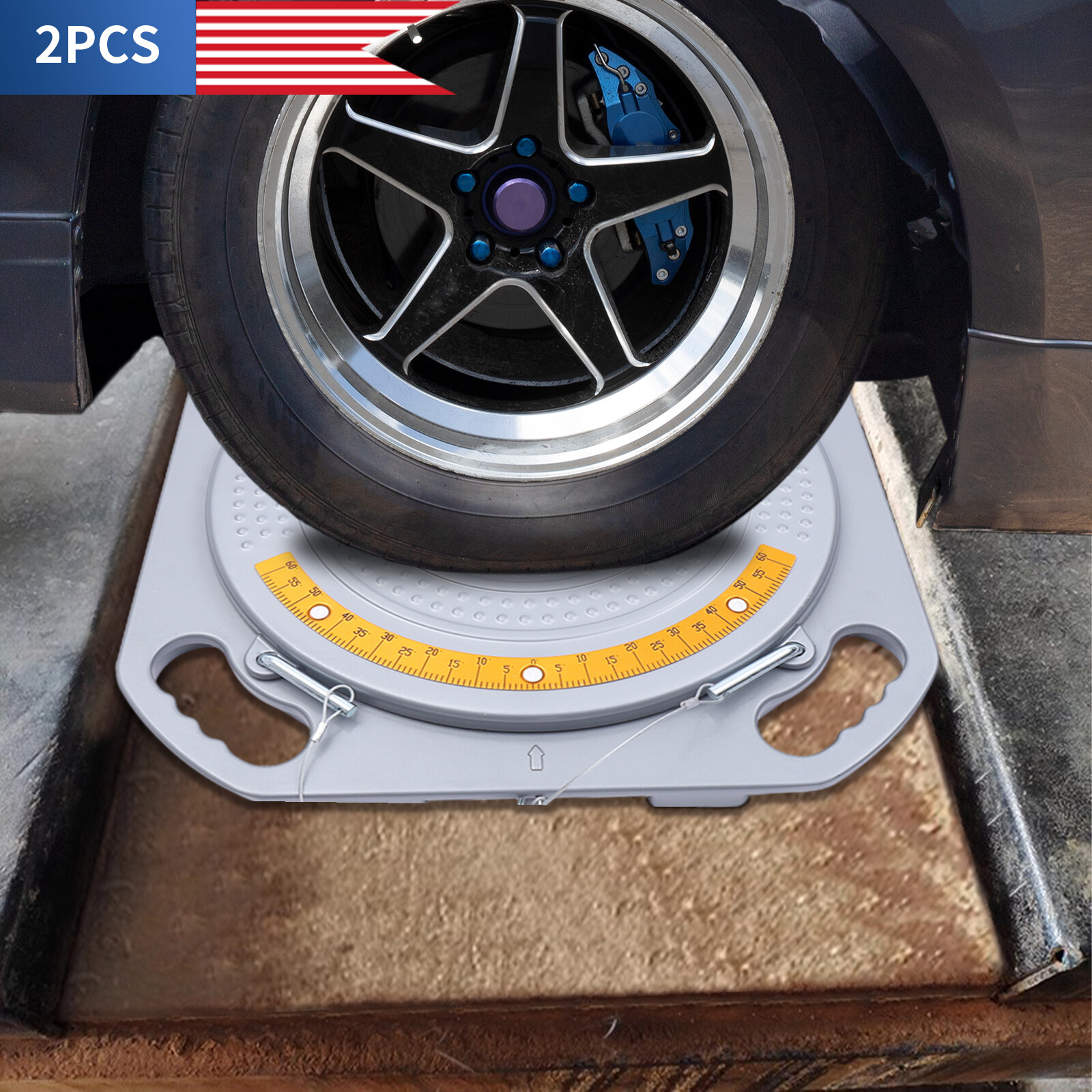 2*Wheel Turntable 360° Rotation Plates Car Front End Wheel Alignment System