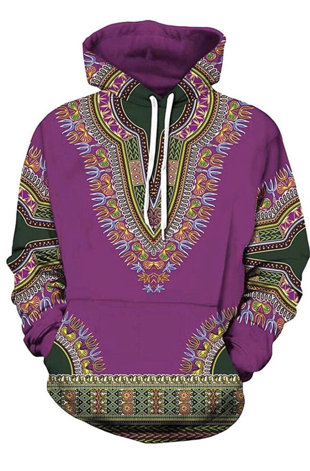 UNISEX AFRICAN PRINT DASHIKI LONG SLEEVE FASHION HOODIES SWEATSHIRT SIZE M