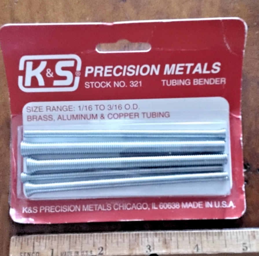 K&S #321 TUBING BENDER FOR 1/16" TO 3/16" OD TUBING,  NEW IN WORN ORIGIN PACKAGE