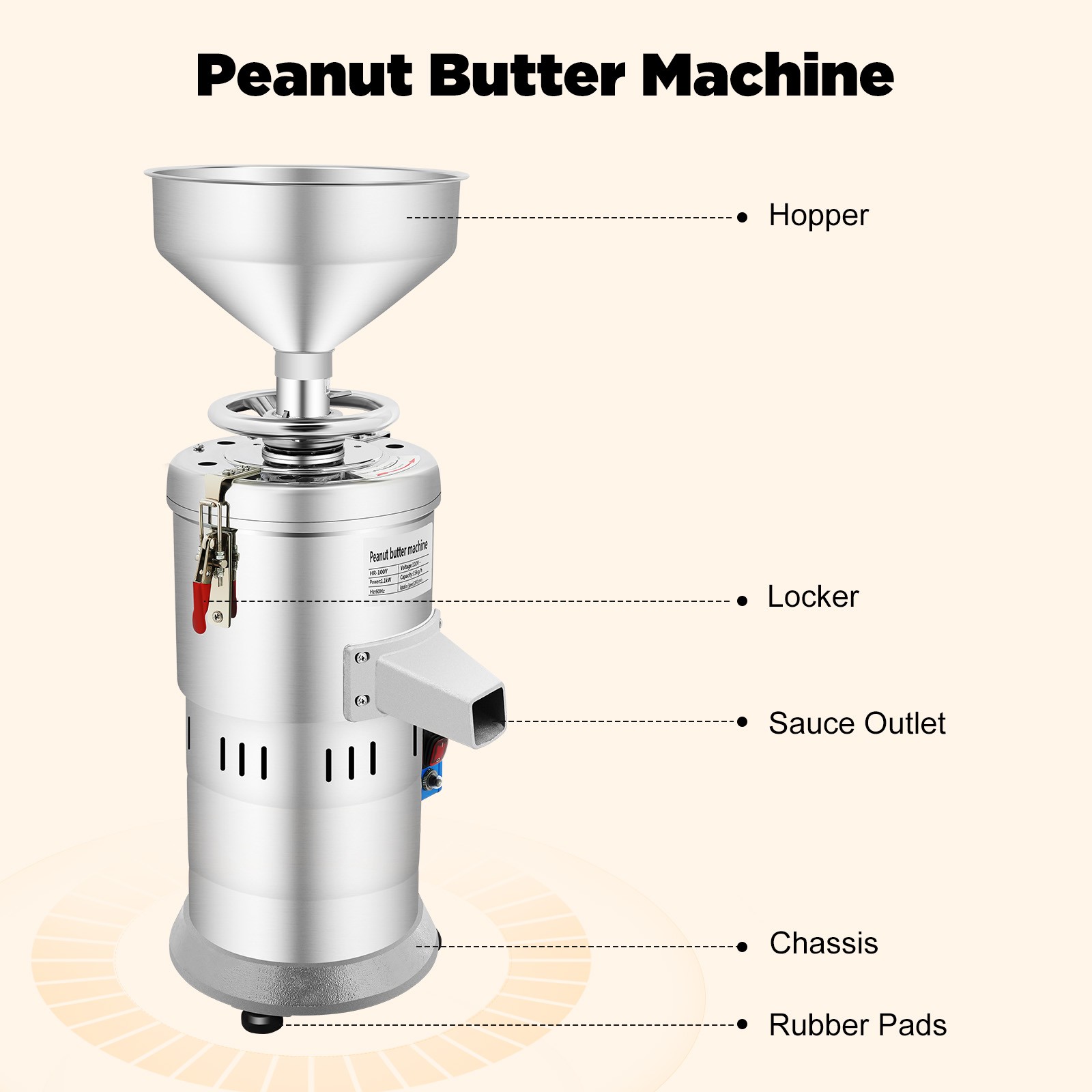 Electric Grain Grinder Sesame Sauce Peanut Nut Butter Maker Machine 33lb/h