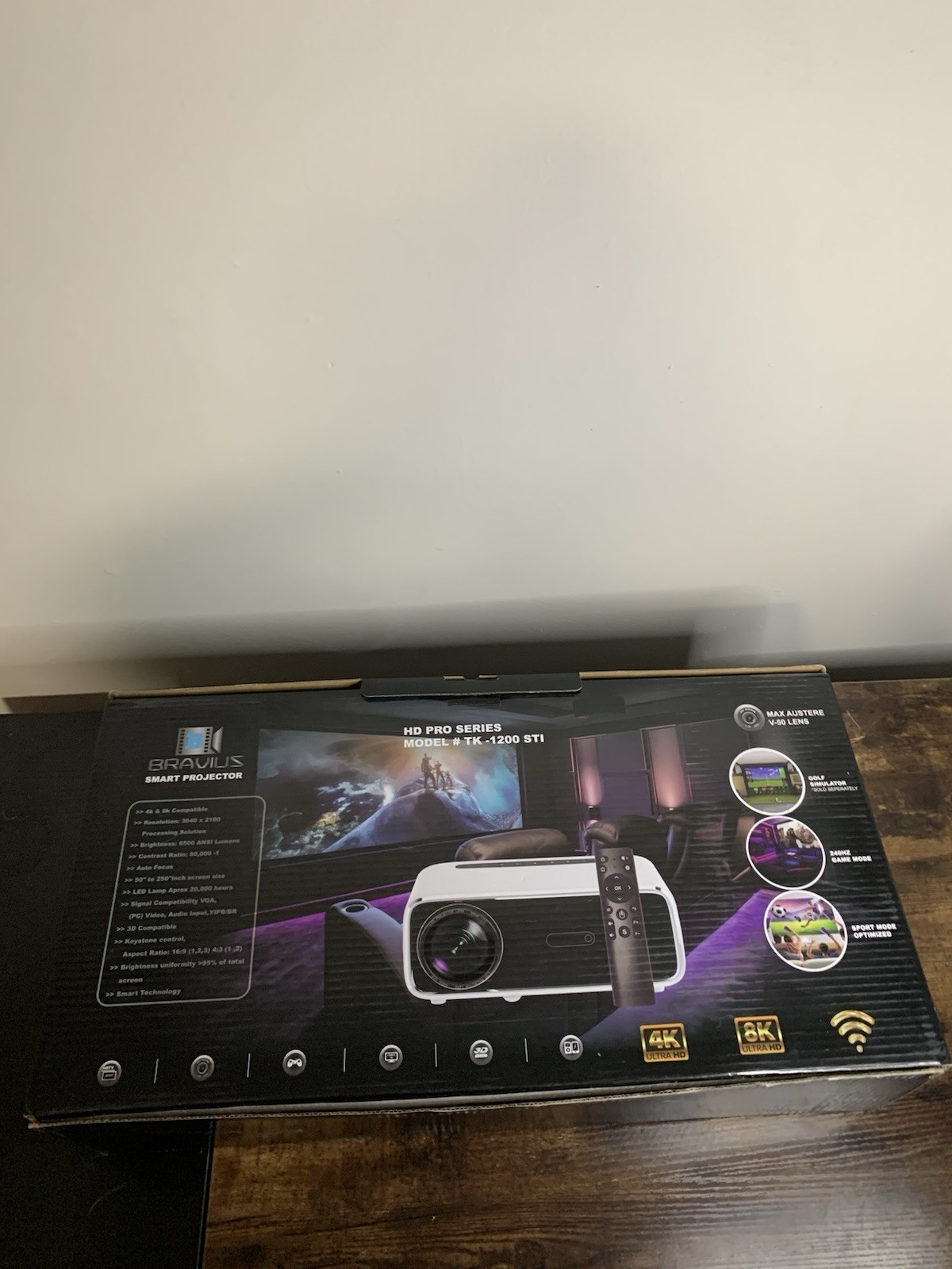 New Open Box Bravius Smart Projector HD Pro Series Model #TK -1200 STI -Read!