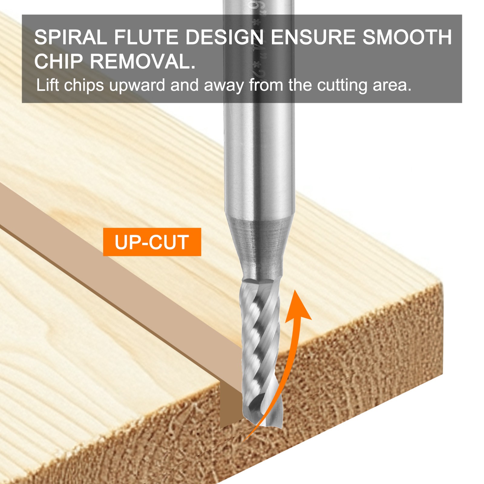 Spiral Router Bit 5/32"x9/16"x1/4"x2" 1 Flute Solid Carbide CNC End Mill