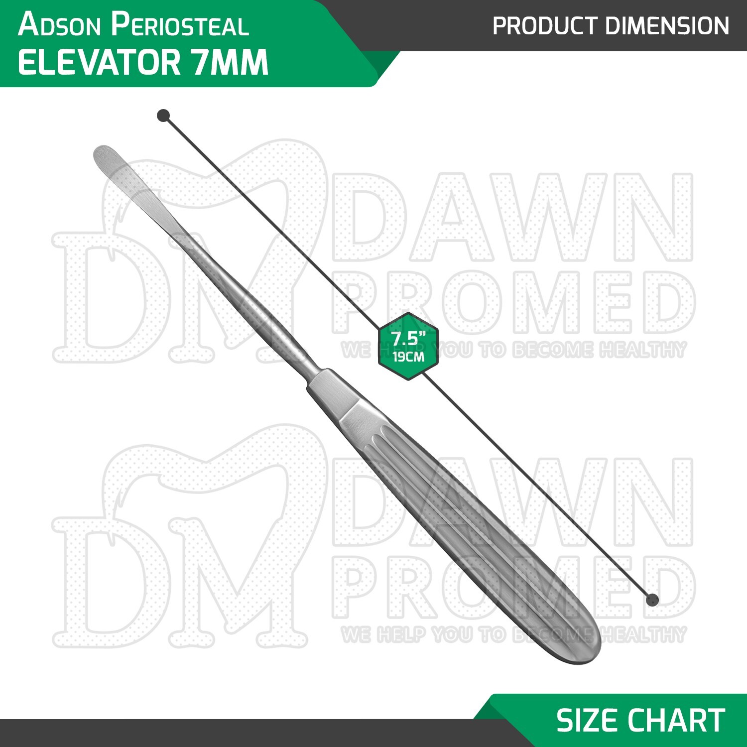 Adson Periosteal Elevator 7.5" Semi-Sharp Curved 7MM Neurosurgical Instruments