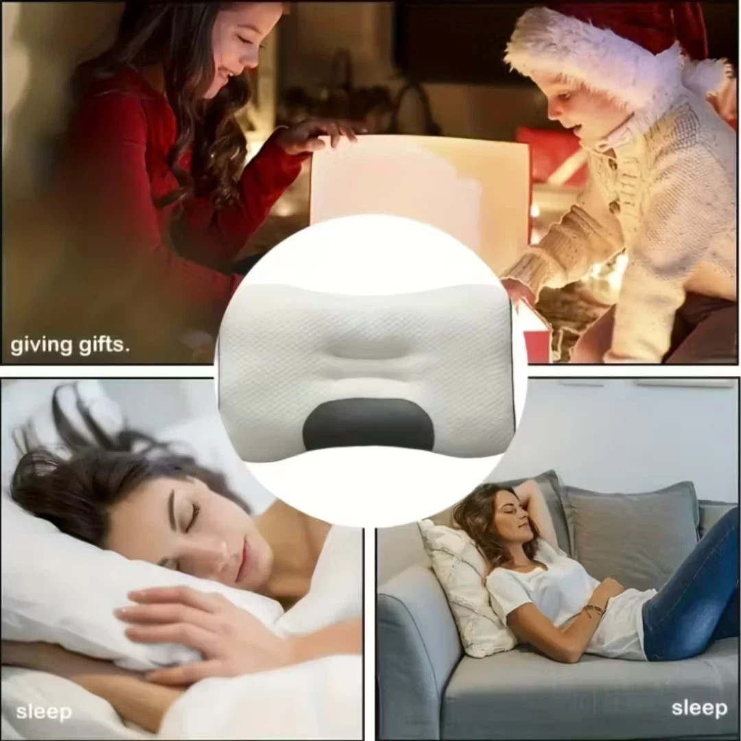 2 PCS ERGONOMIC NECK PILLOW HELP MASSAGE, SOFT, ADJUSTABLE SLEEPING 100%
