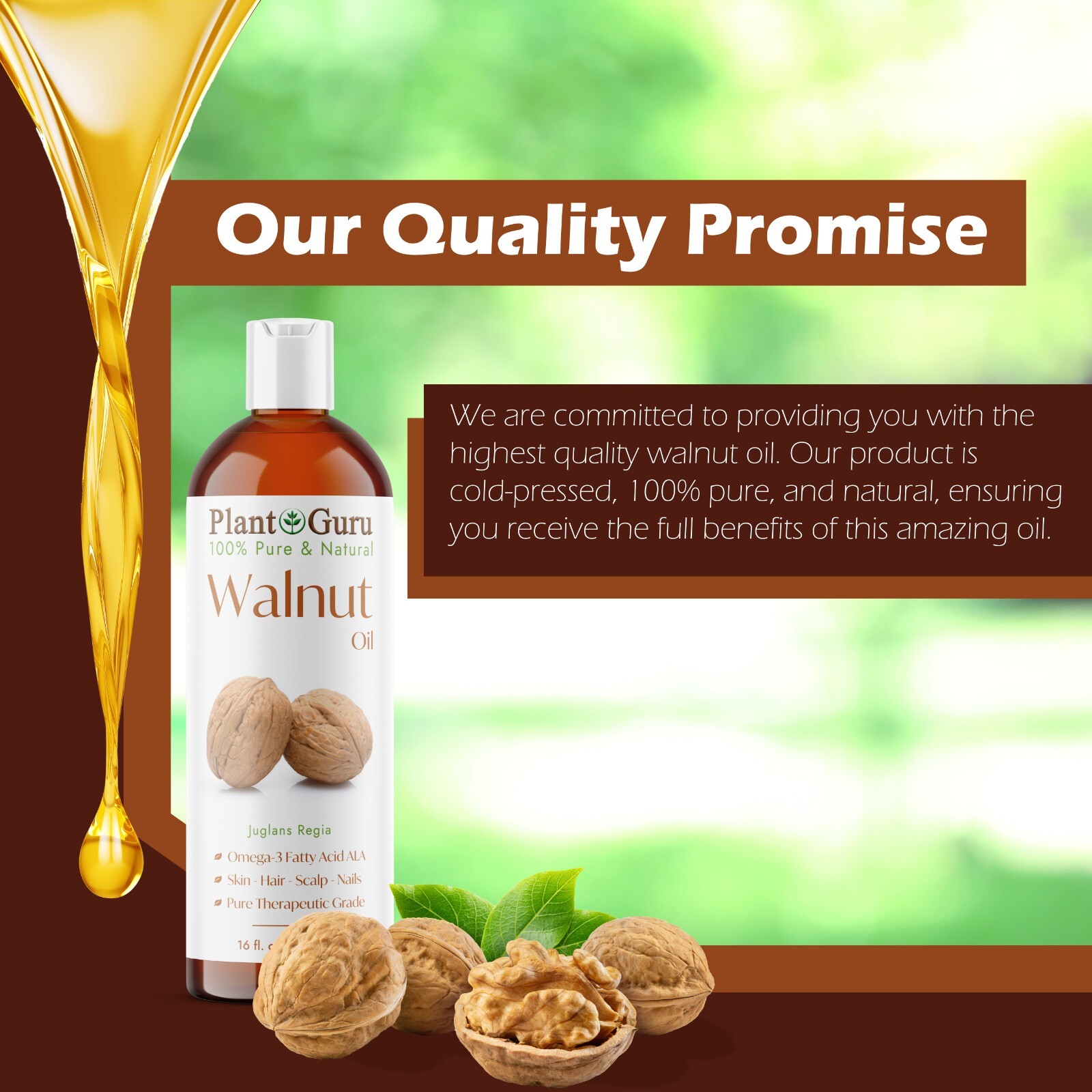 Walnut Oil 4 oz. Cold Pressed REFINED 100% Pure Natural