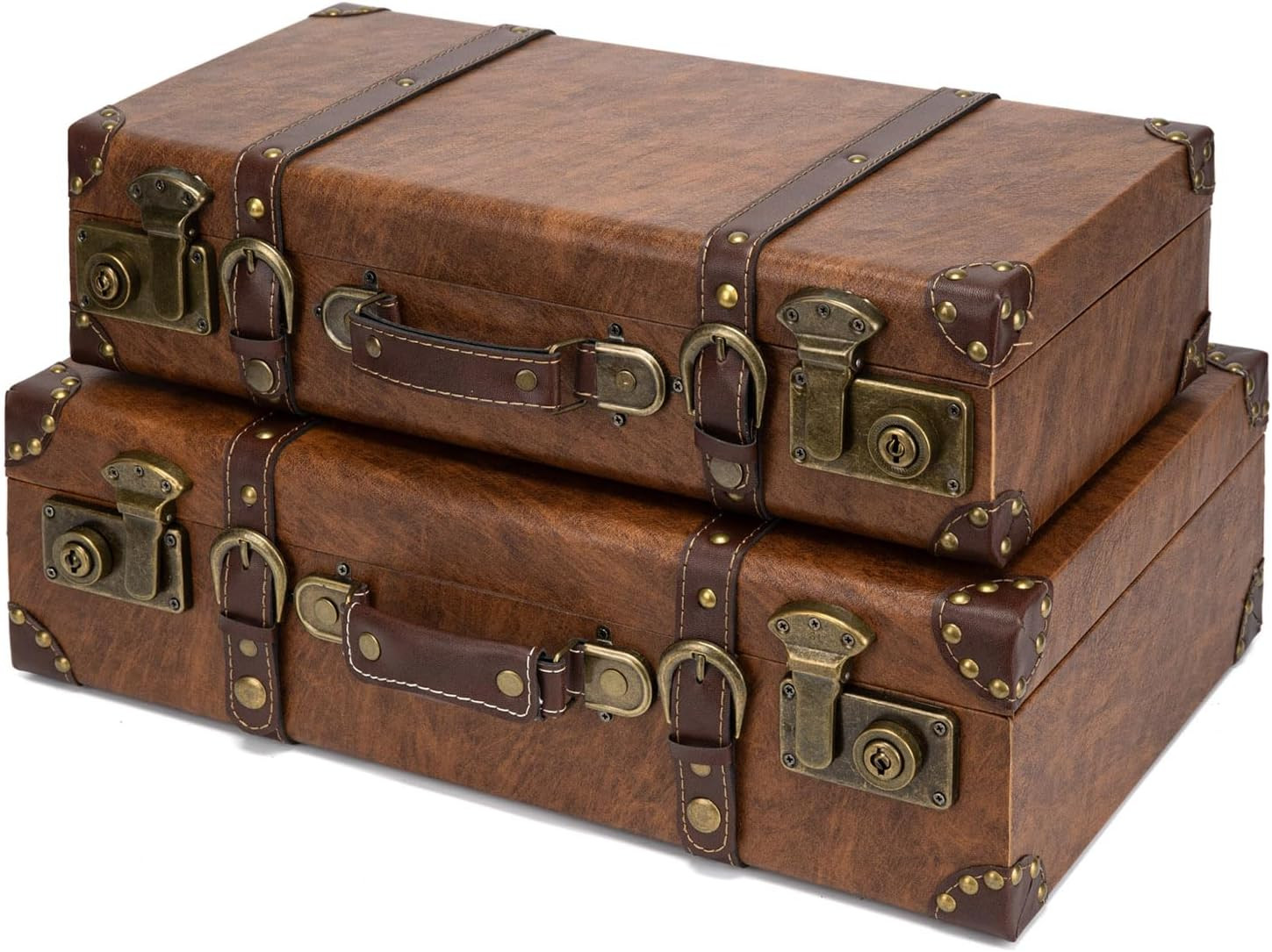 Vintage Leather Storage Trunk Small Portable Decorative Luggaage Suitcase Movie
