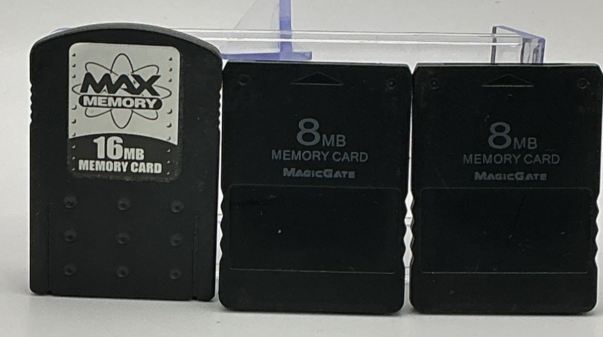 Sony Playstation 2 PS2 MAX Memory Card 16MB, (2) Magic Gate 8MB Lot Tested