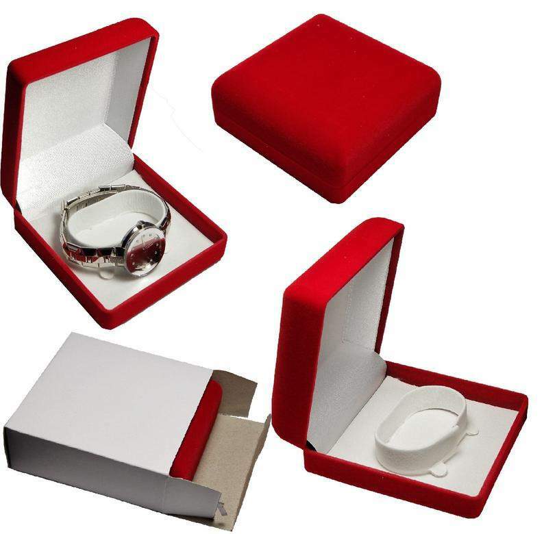 Flocked Velvet Watch Box Jewelry Organizer Case Storage Bracelet Holder Display
