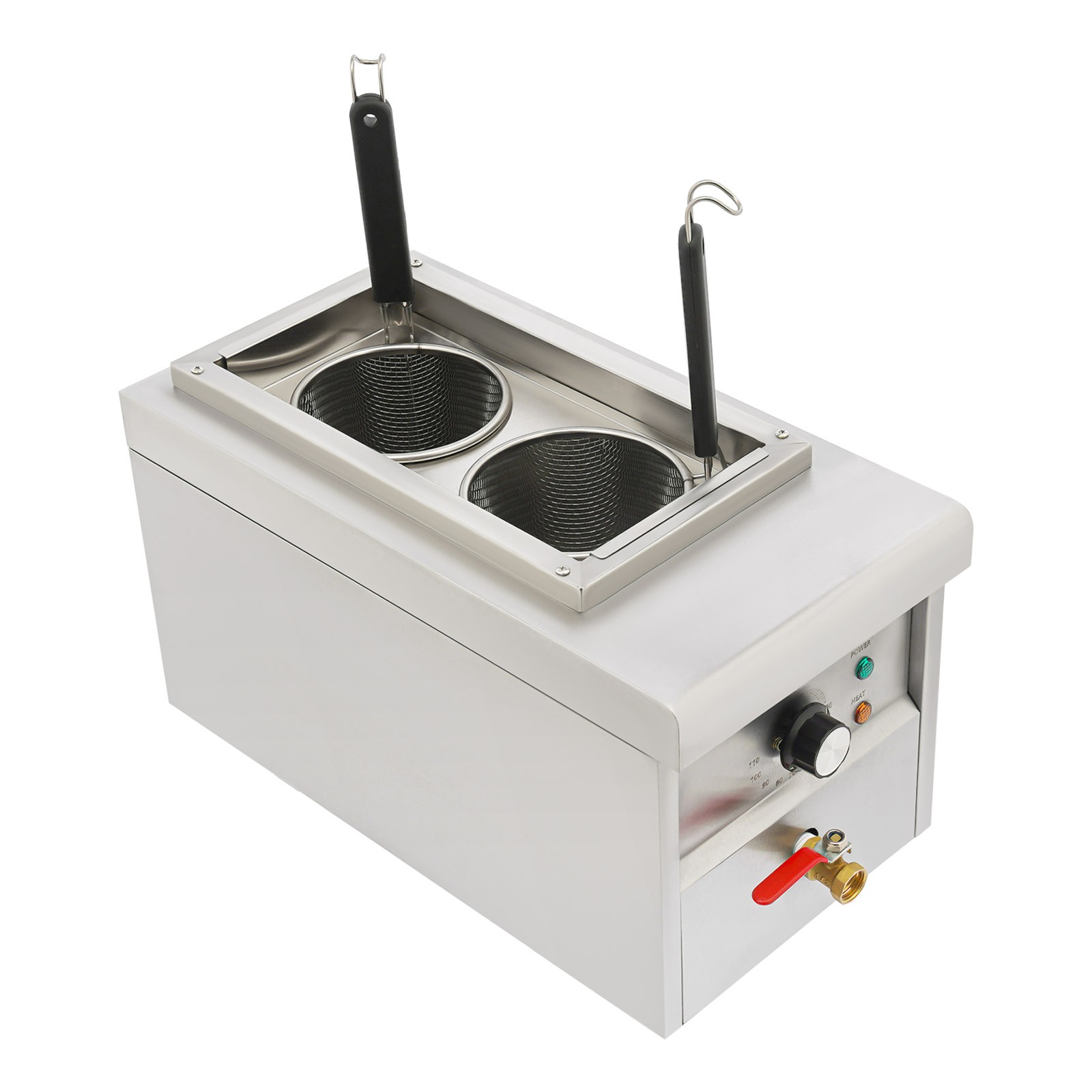Electric Noodles Pasta Boiler, 2 Holes Commercial Pasta Cooker, Table Top Noodle