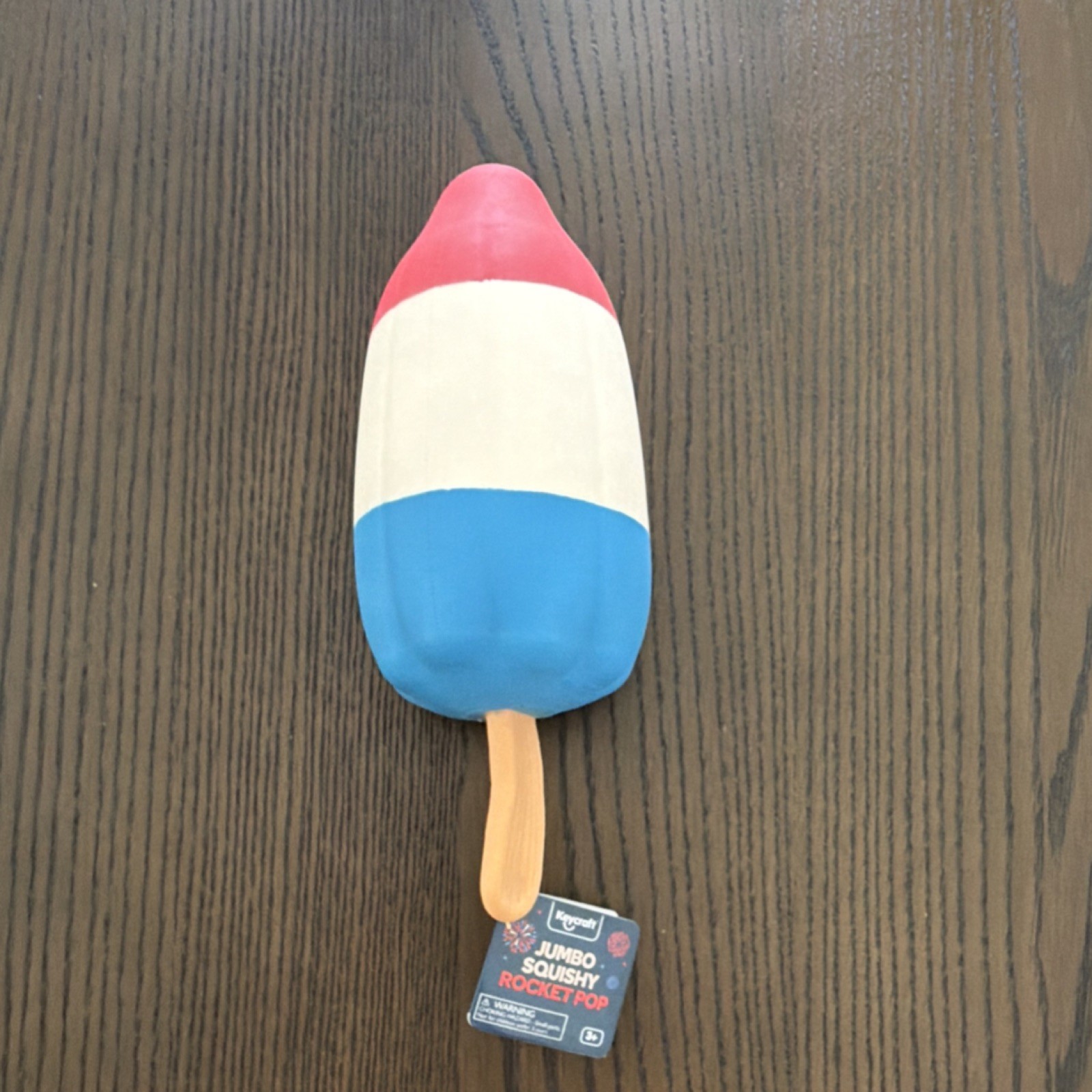 Keycraft Jumbo Squeeze Rocket Pop Squishy Tear-Resistant Red White Blue Beige