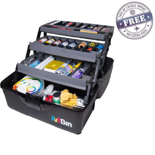 ArtBin 3-Tray Art Supply Box, Portable Organizer with Dividers, Durable Plastic
