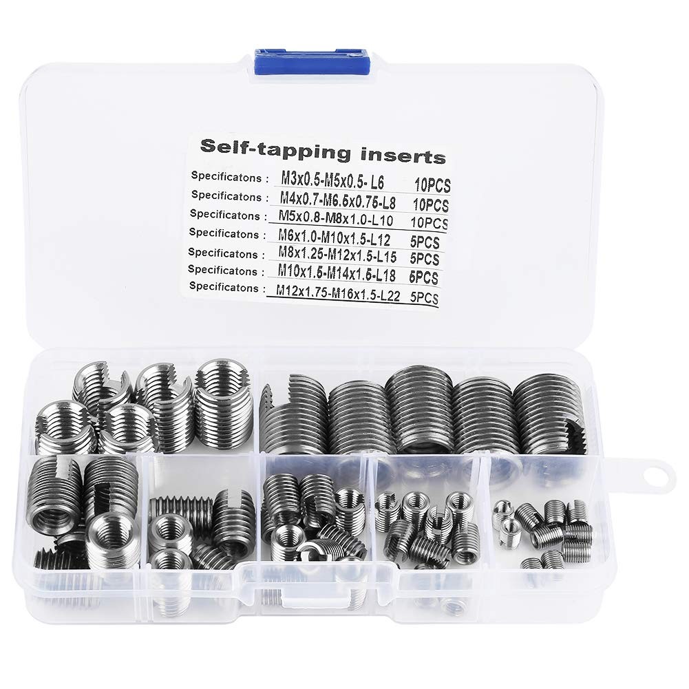 50 PCS Stainless Steel Thread Inserts Set Self Tapping Reinforce Repair Tool