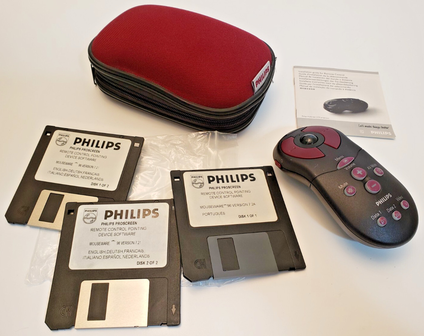 Vintage Philips Ergonomic Trackball IR Remote for ProScreen 4000 Series w/ Disks
