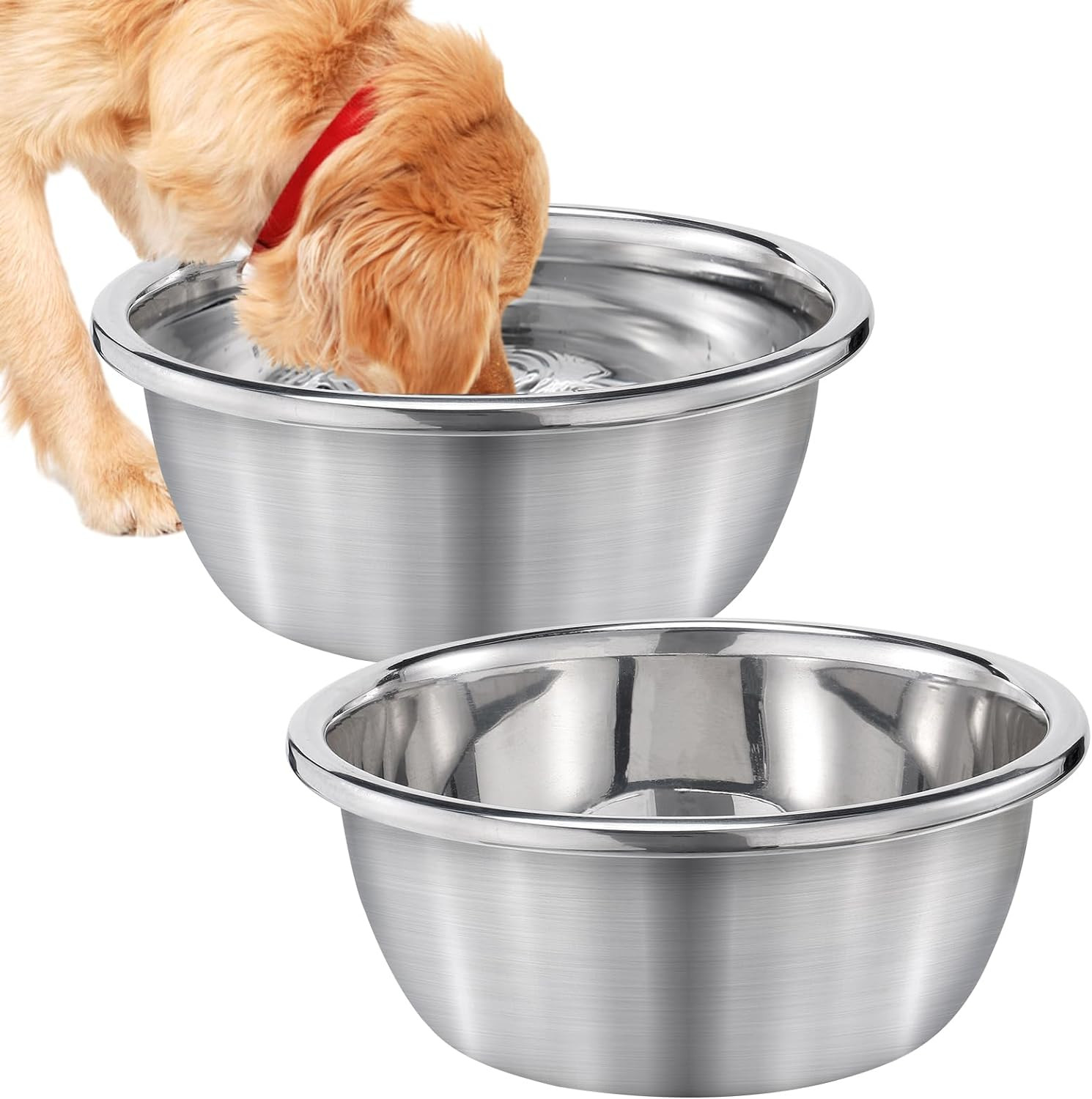 2Pcs 1.3 Gallons Large Dog Bowls - Food Grade Stainless Steel Metal Water Bowls,