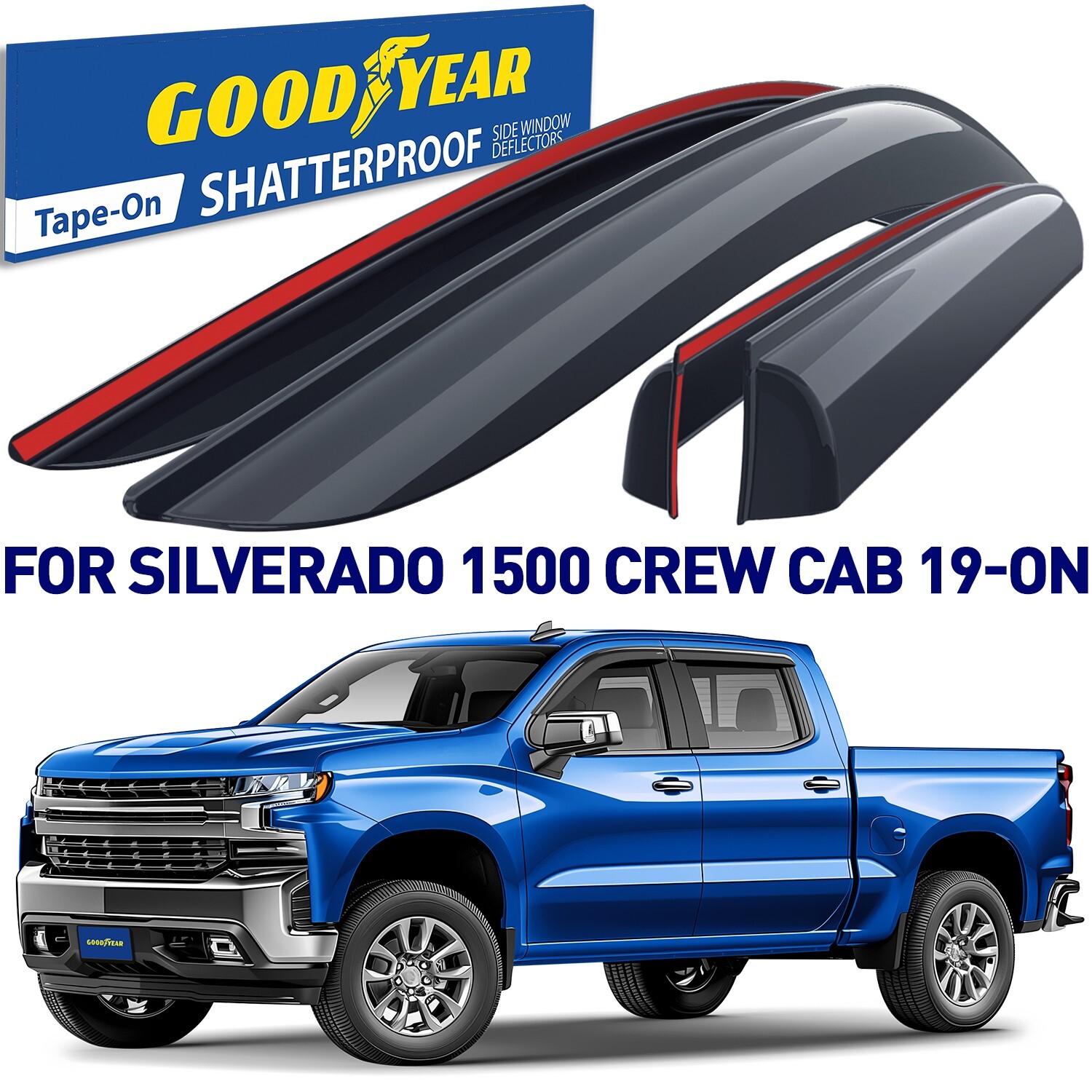 Rain Guards Vent Visors Shade for Chevrolet (Chevy) Silverado 2019-2026 Crew Cab
