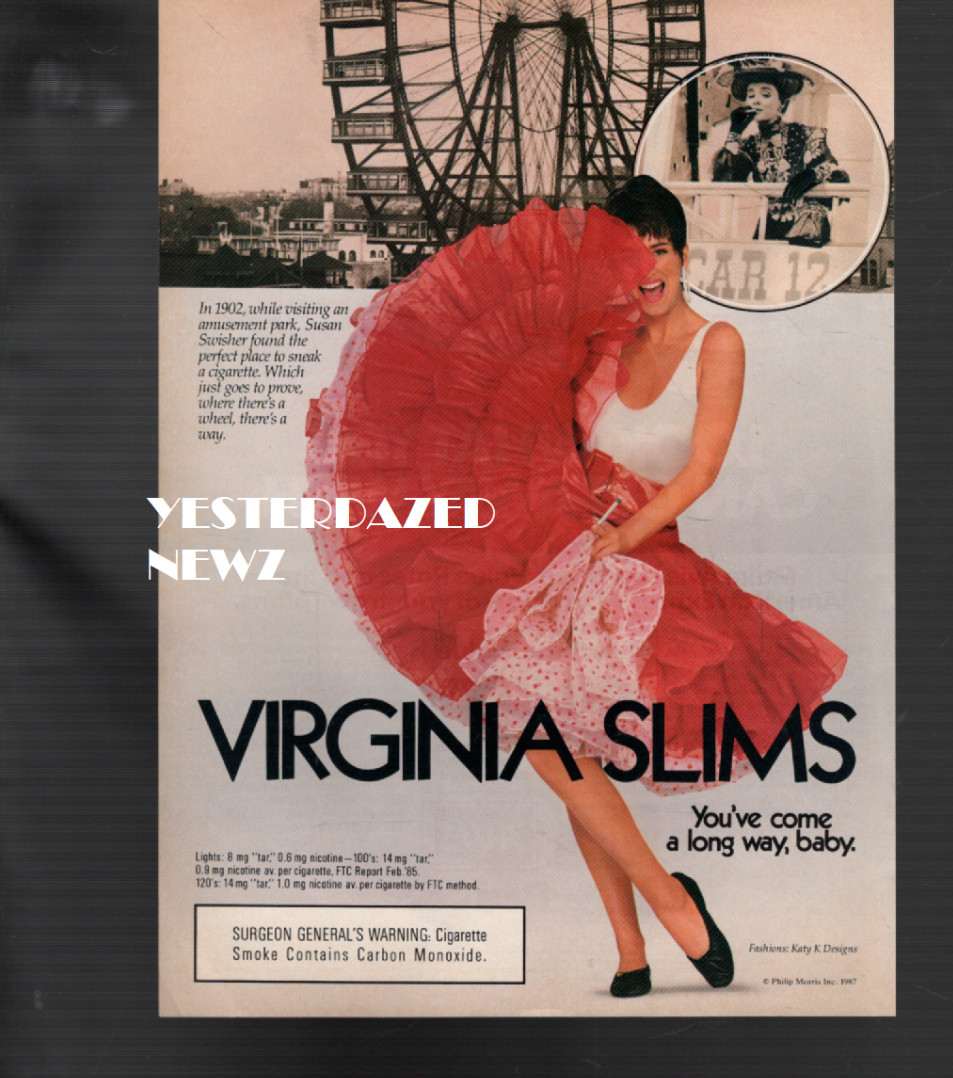 1987 Virginia Slims cigarettes Ad - "You've come a long way, baby"