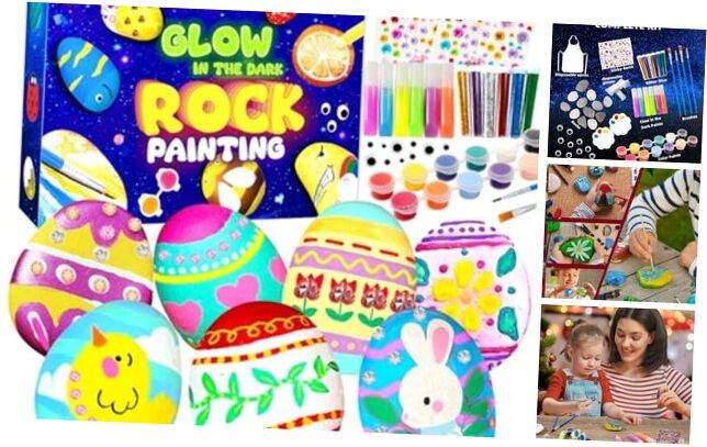 Easter Rock Painting Craft Set - Glow in The Dark Arts - Rock Painting Kit