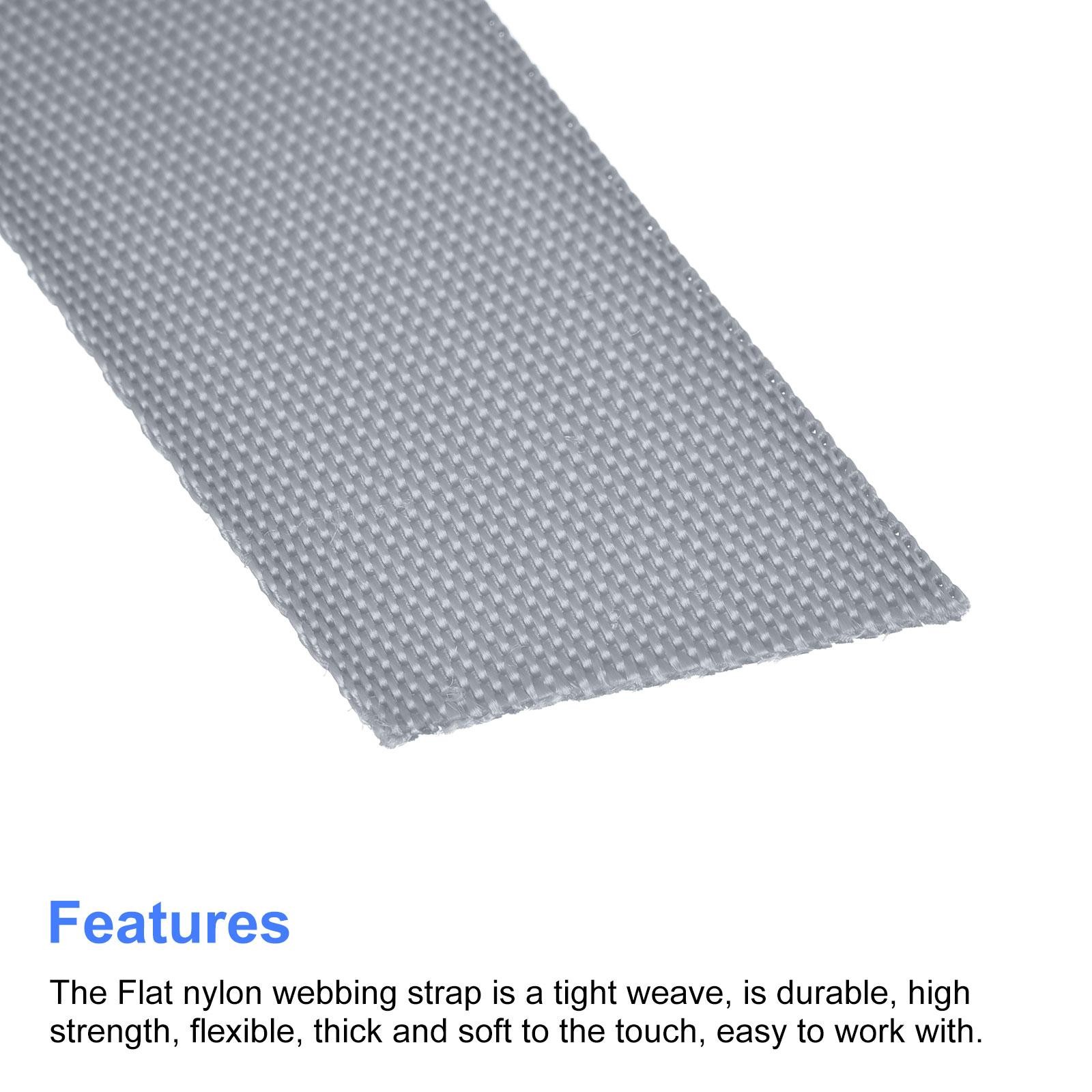 Flat Nylon Webbing Strap 1 Inch 4 Yards Gray for Backpack, Luggage-rack