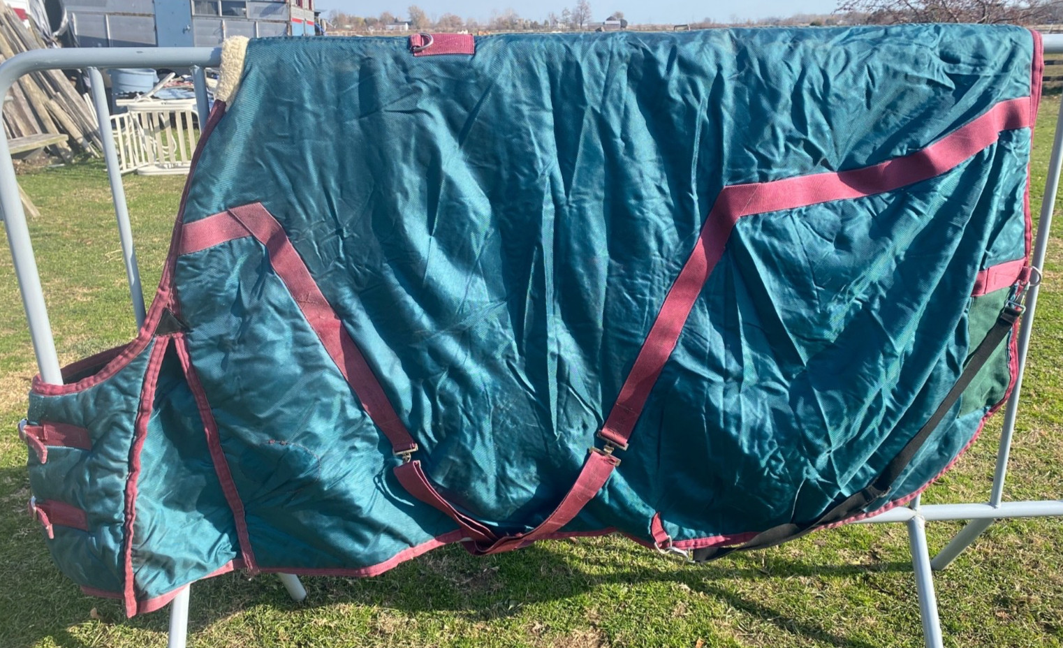 Used 80" green Weatherbeeta fleece lined heavyweight stable blanket